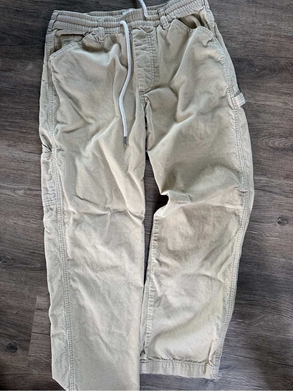 BDG Men's Corduroy Drawstring Pants in Light Khaki